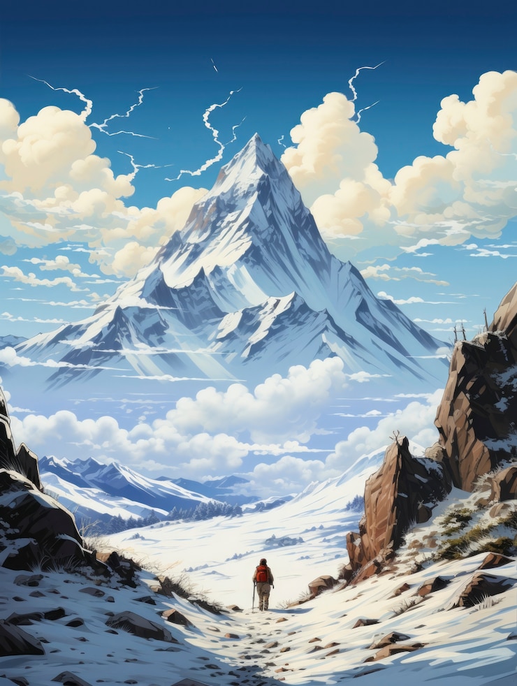 Photo gratuit paysage de montagne avec une scène de style fantastique
