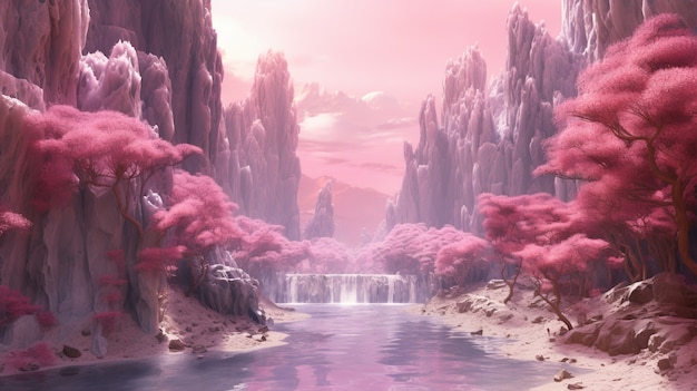 Photo gratuite paysage mystique magenta avec la nature