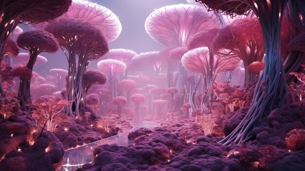 Paysage mystique nature magenta