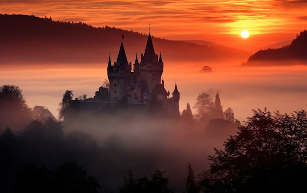 Photo gratuite paysage naturel avec bâtiment de château