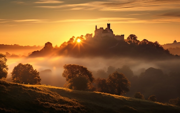 Photo gratuite paysage naturel avec bâtiment de château