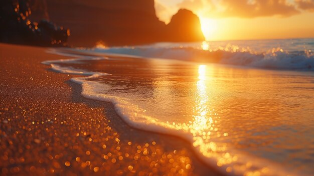 Paysage naturel avec du sable noir sur la plage