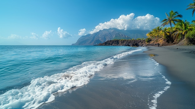 Photo gratuite paysage naturel avec du sable noir sur la plage