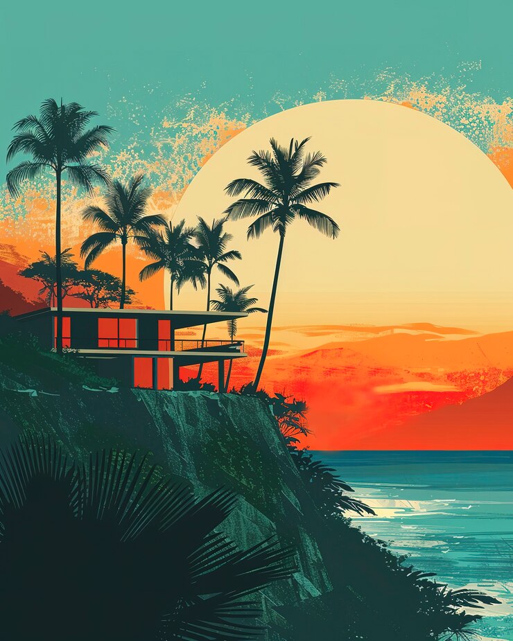 Photo gratuit paysage naturel d'hawaï avec un style d'art numérique