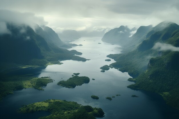 Paysage naturel montagneux avec lac