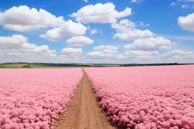 Paysage naturel rose avec végétation