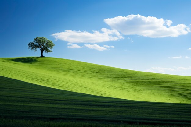 Paysage naturel avec vue sur arbre et champ