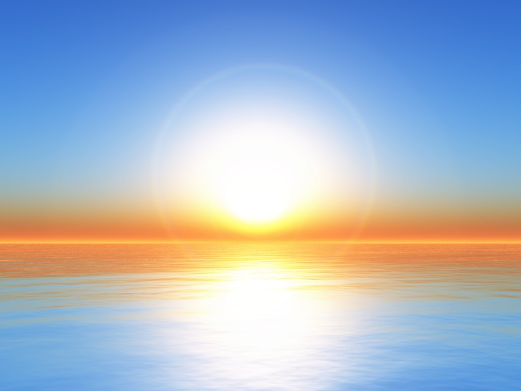 Photo gratuit paysage de l&#39;océan au coucher du soleil 3d