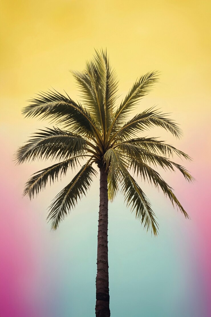 Photo gratuit paysage de palmiers dans des couleurs pastel