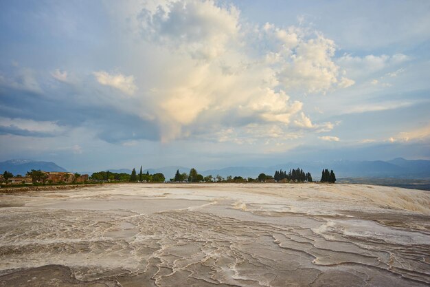 Paysage de Pamukkale Turquie Coucher de soleil