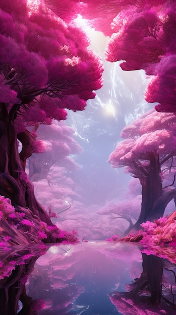 Paysage paysage avec nature magenta