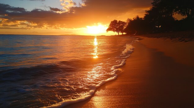 Paysage de plage d'Hawaï avec la nature et le littoral