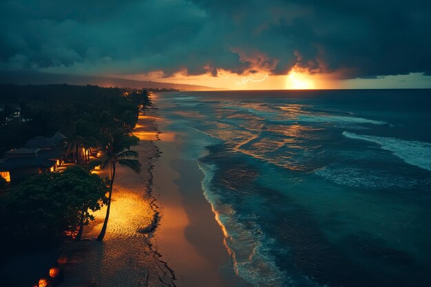 Paysage de plage d'Hawaï avec la nature et le littoral