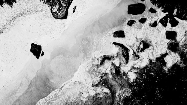 Paysage de plage noir et blanc spectaculaire