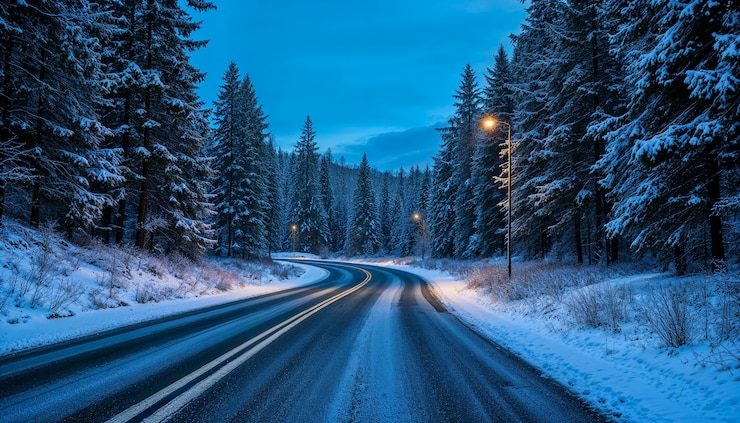 Photo gratuit paysage routier vide la nuit