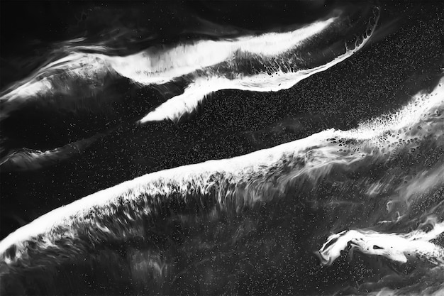 Paysage spectaculaire de vagues en noir et blanc