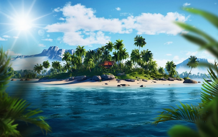 Photo gratuit paysage tropical ensoleillé
