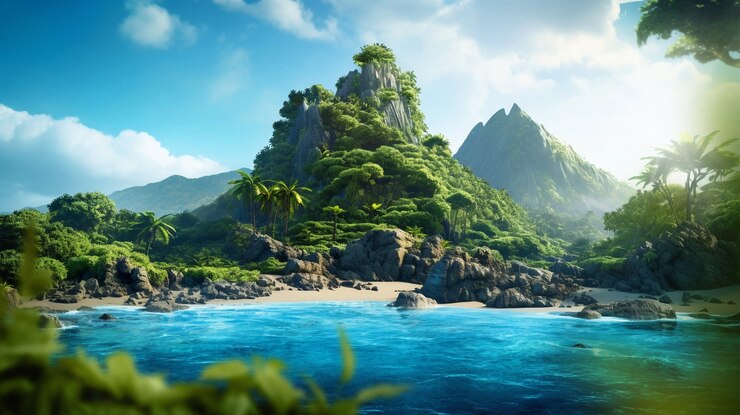 Photo gratuit paysage tropical ensoleillé