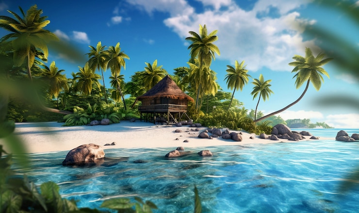 Photo gratuit paysage tropical ensoleillé