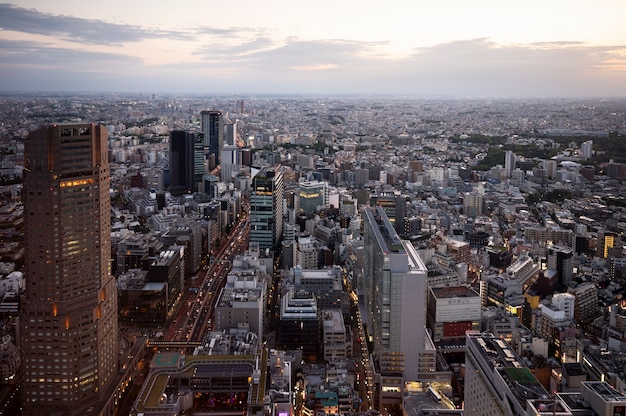 Paysage urbain avec des bâtiments de différentes tailles