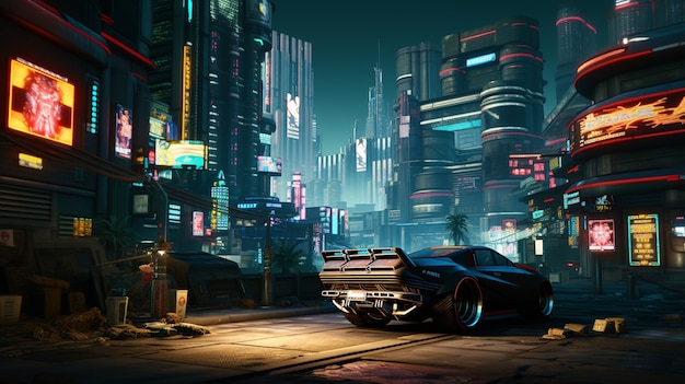 Paysage urbain cyberpunk