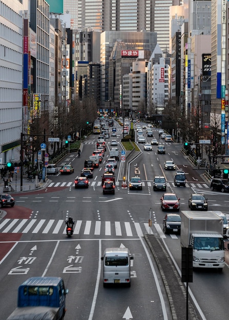 Photo gratuite paysage urbain japon voitures