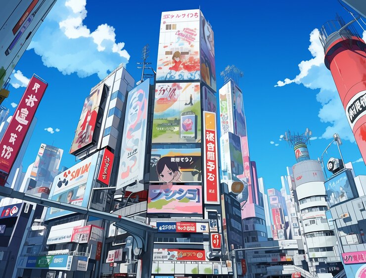 Photo gratuit le paysage urbain de la région urbaine inspirée de l'anime