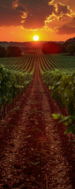 Photo gratuite paysage viticole avec nature et vignes