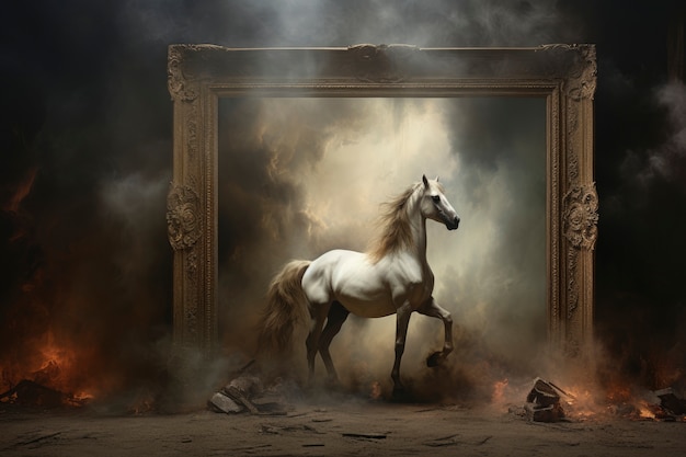 Photo gratuite peinture 3d abstraite prenant vie avec un cheval