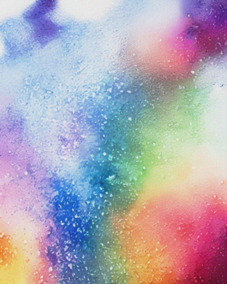 Peinture abstraite colorée avec un fond arc-en-ciel.