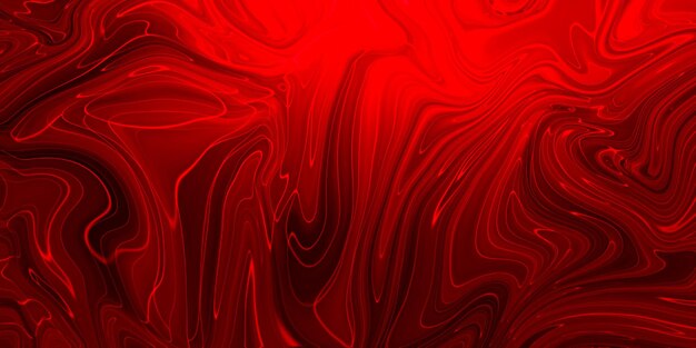Peinture abstraite créative de couleur rouge mélangée avec panorama à effet liquide en marbre
