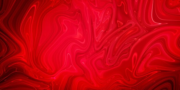 Peinture abstraite créative de couleur rouge mixte avec panorama à effet liquide en marbre