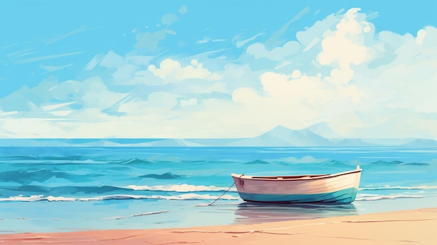 Photo gratuite peinture d'un bateau solitaire sur le rivage