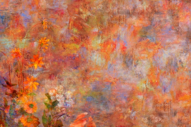 Photo gratuite peinture florale au doigt sur un mur texturé