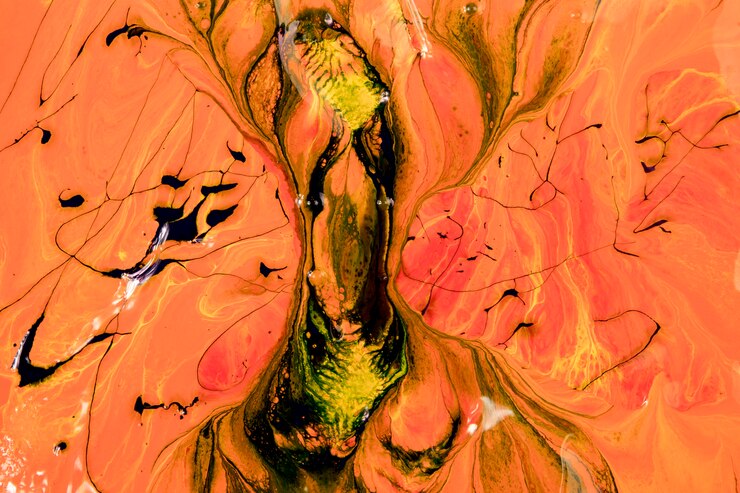 Photo gratuit peinture noire sur orange