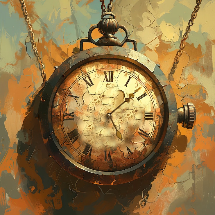 Photo gratuit peinture numérique d'une vieille horloge