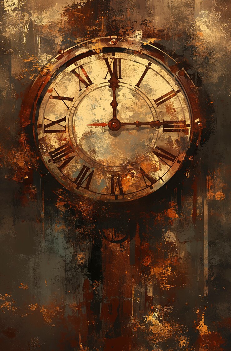 Photo gratuit peinture numérique d'une vieille horloge