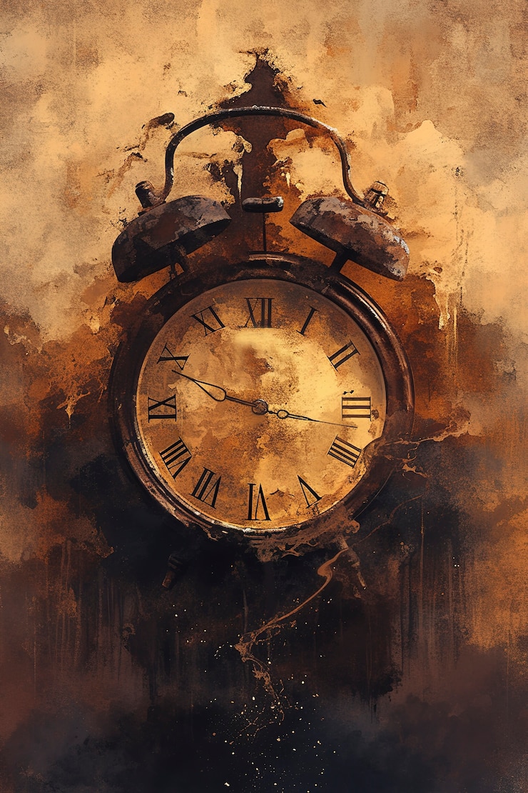 Photo gratuit peinture numérique d'une vieille horloge