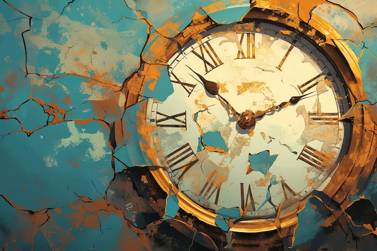 Photo gratuit peinture numérique d'une vieille horloge