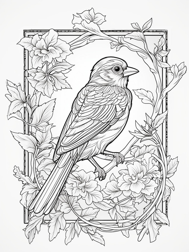 Photo gratuit peinture d'oiseau à colorier