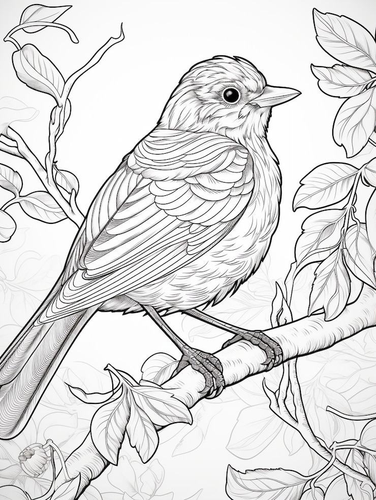 Photo gratuit peinture d'oiseau sur une page