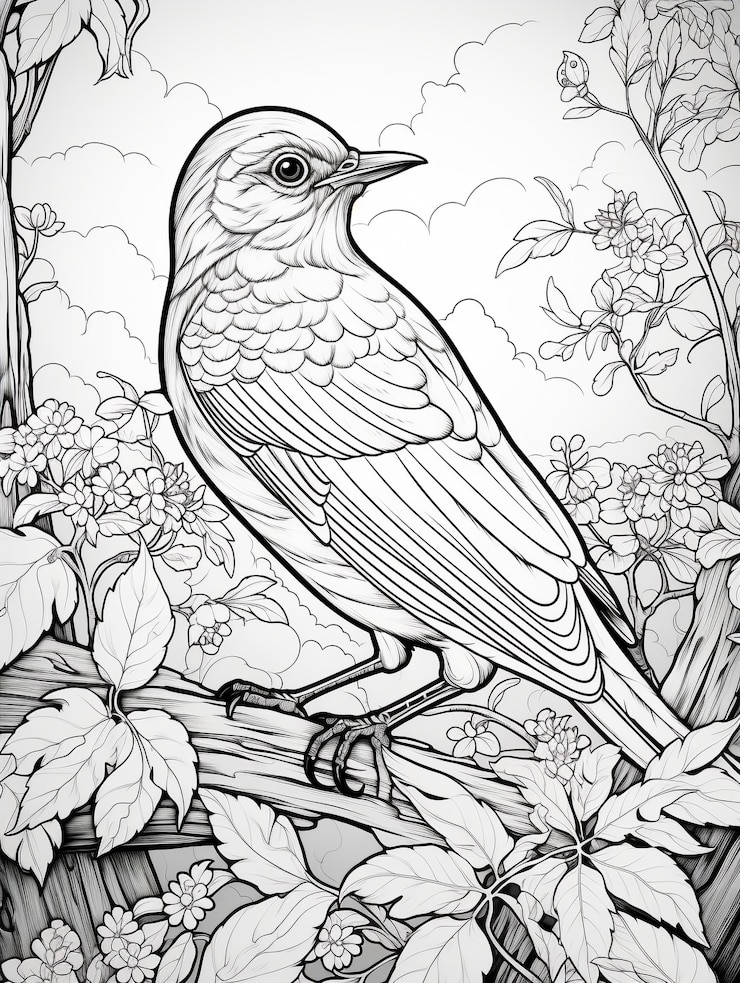 Photo gratuit peinture d'oiseau sur une page