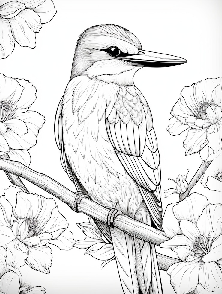 Photo gratuit peinture d'oiseau sur une page