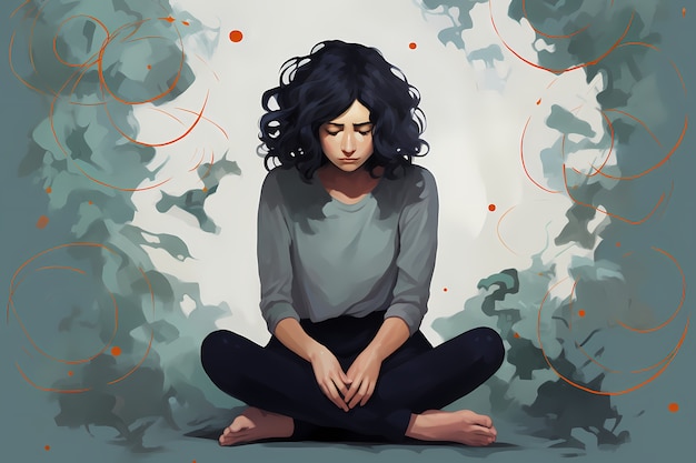 Photo gratuite peinture d'une personne souffrant d'anxiété