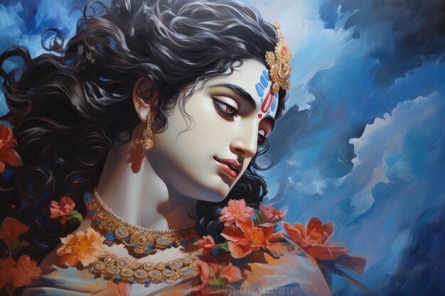 Peinture représentant Krishna