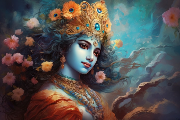 Peinture représentant Krishna