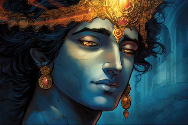 Peinture représentant Krishna