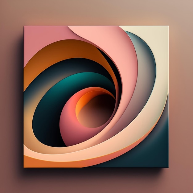 Photo gratuite une peinture d'une spirale avec un fond bleu, orange et rose.