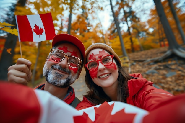 Photo gratuite people celebrating canada day