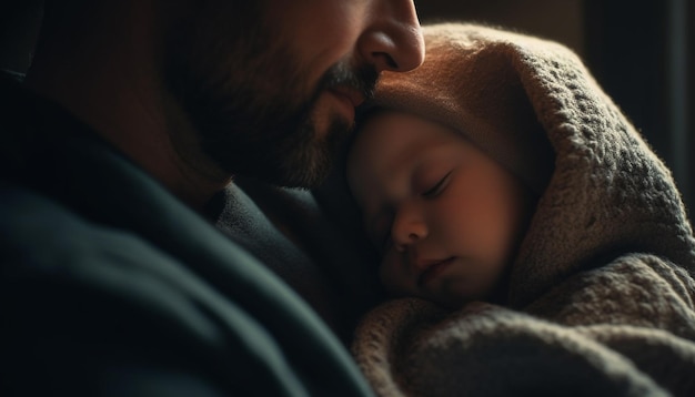 Père et fils dormant paisiblement et contenu généré par l'IA